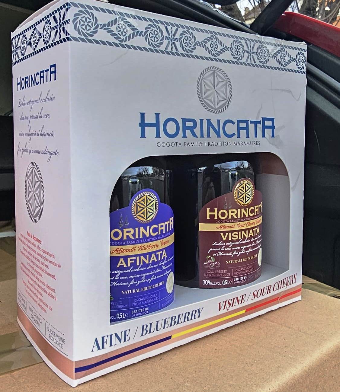 Two bottle Gift Box liquor 50CL/30%Alc/Vol., Cutie cadou 2 sticle Afinată,Vișinată 50CL/30%Alc/Vol