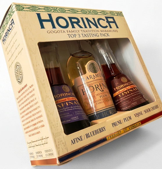 Three bottle Gift Box 2liquor+1plum mini5CL/30%, 50%Vol, Cutie cadou 3 sticle mini, 2Toi Afinată,Vișinată+1 St prune 5CL/30%,50%Alc